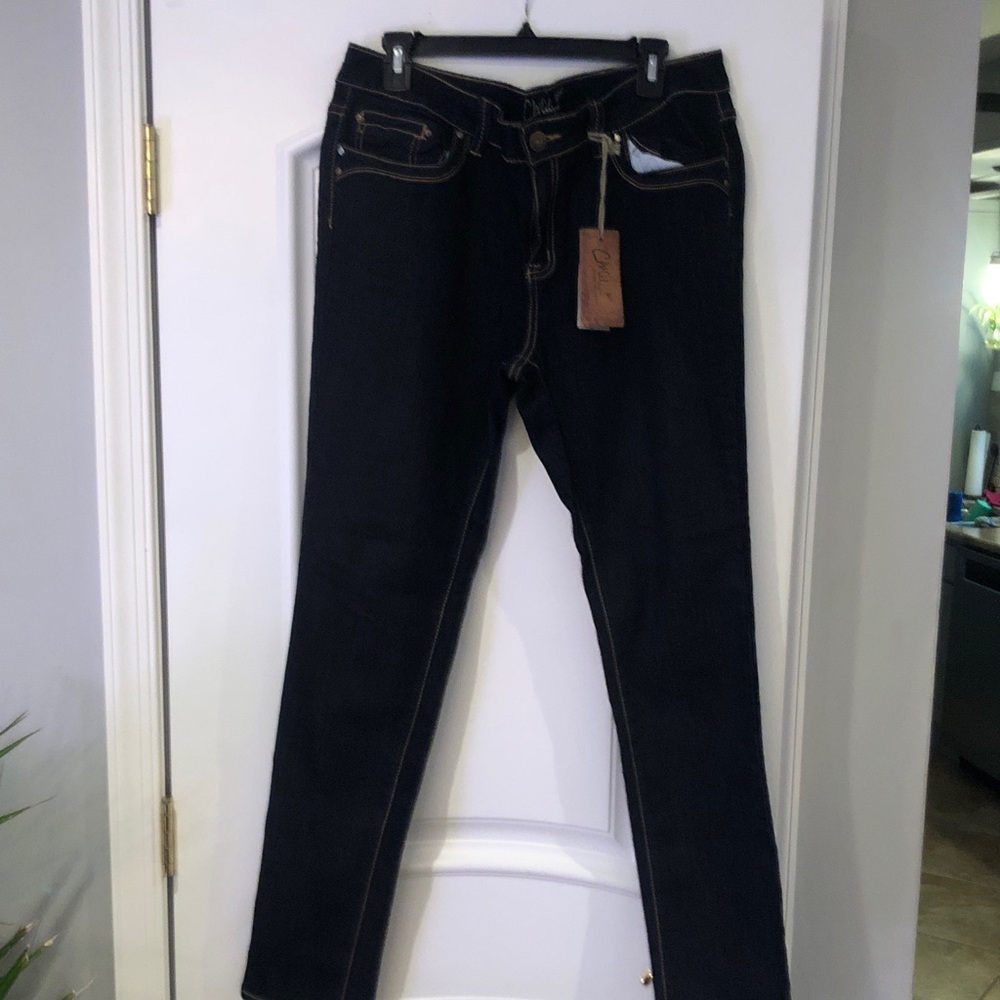Elegant Dark Blue Women's Straight Leg Jeans